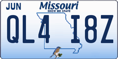 MO license plate QL4I8Z