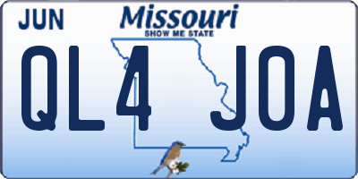 MO license plate QL4J0A