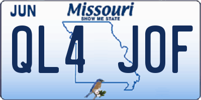MO license plate QL4J0F
