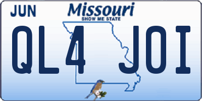 MO license plate QL4J0I