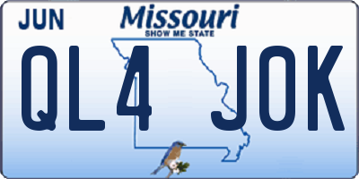 MO license plate QL4J0K