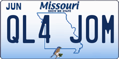 MO license plate QL4J0M
