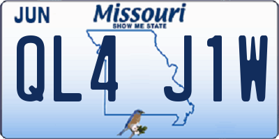 MO license plate QL4J1W