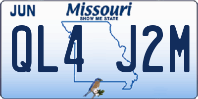 MO license plate QL4J2M