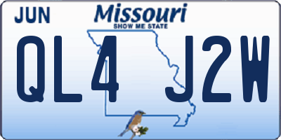 MO license plate QL4J2W