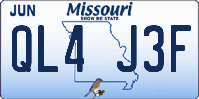MO license plate QL4J3F