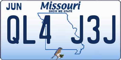 MO license plate QL4J3J
