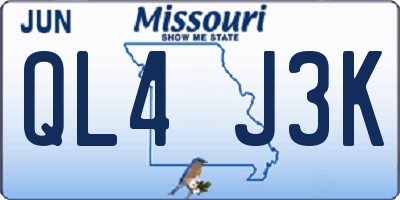 MO license plate QL4J3K