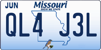 MO license plate QL4J3L