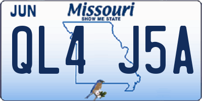 MO license plate QL4J5A