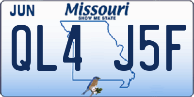 MO license plate QL4J5F