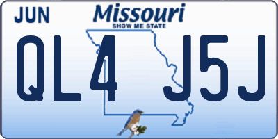 MO license plate QL4J5J