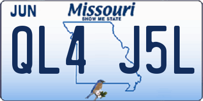 MO license plate QL4J5L