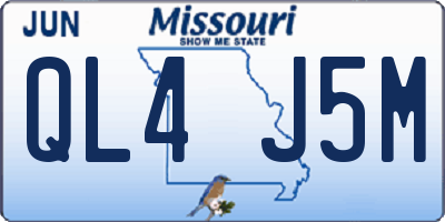 MO license plate QL4J5M