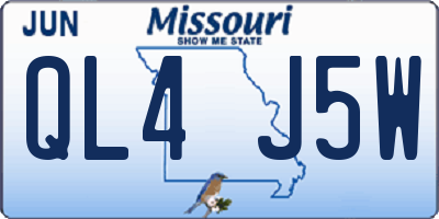 MO license plate QL4J5W
