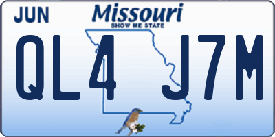 MO license plate QL4J7M