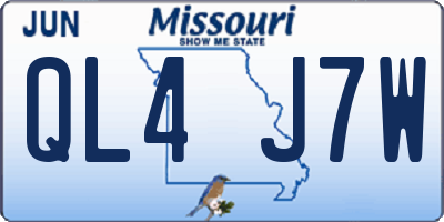 MO license plate QL4J7W