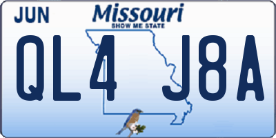 MO license plate QL4J8A