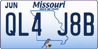 MO license plate QL4J8B