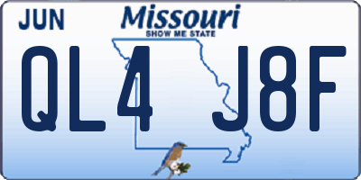 MO license plate QL4J8F