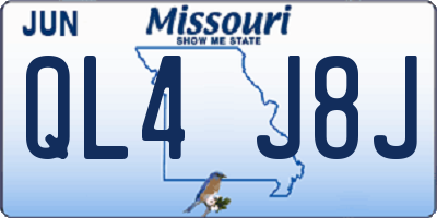 MO license plate QL4J8J