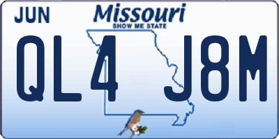 MO license plate QL4J8M