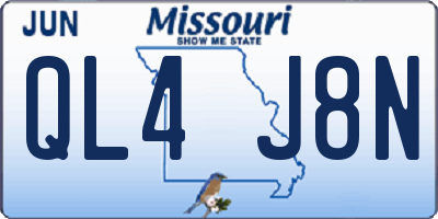 MO license plate QL4J8N