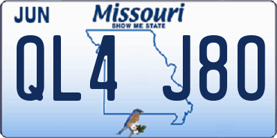 MO license plate QL4J8O