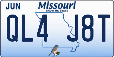 MO license plate QL4J8T