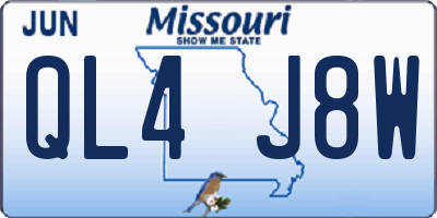 MO license plate QL4J8W