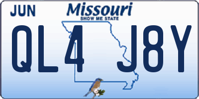 MO license plate QL4J8Y