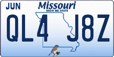MO license plate QL4J8Z
