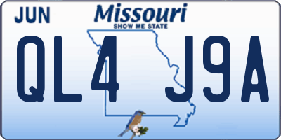 MO license plate QL4J9A