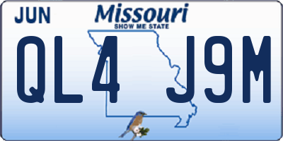 MO license plate QL4J9M
