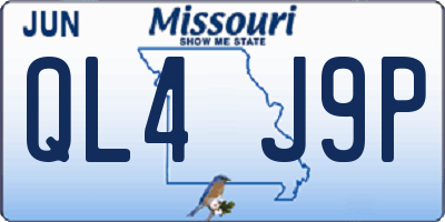 MO license plate QL4J9P