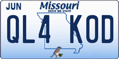 MO license plate QL4K0D