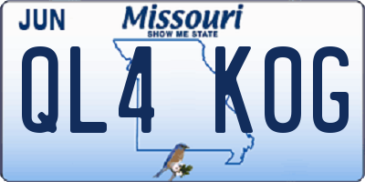 MO license plate QL4K0G