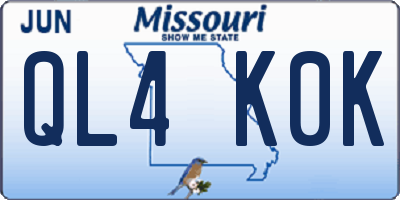 MO license plate QL4K0K
