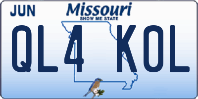 MO license plate QL4K0L