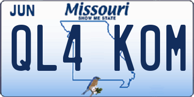 MO license plate QL4K0M