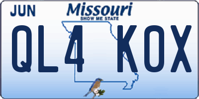 MO license plate QL4K0X