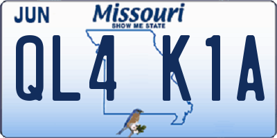 MO license plate QL4K1A
