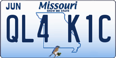 MO license plate QL4K1C