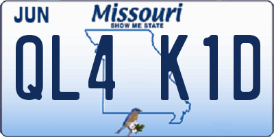 MO license plate QL4K1D