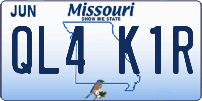 MO license plate QL4K1R