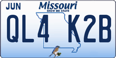 MO license plate QL4K2B