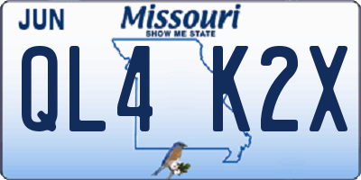 MO license plate QL4K2X