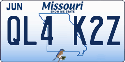 MO license plate QL4K2Z