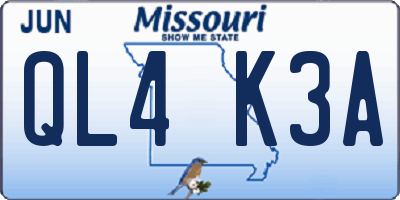 MO license plate QL4K3A