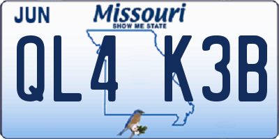 MO license plate QL4K3B